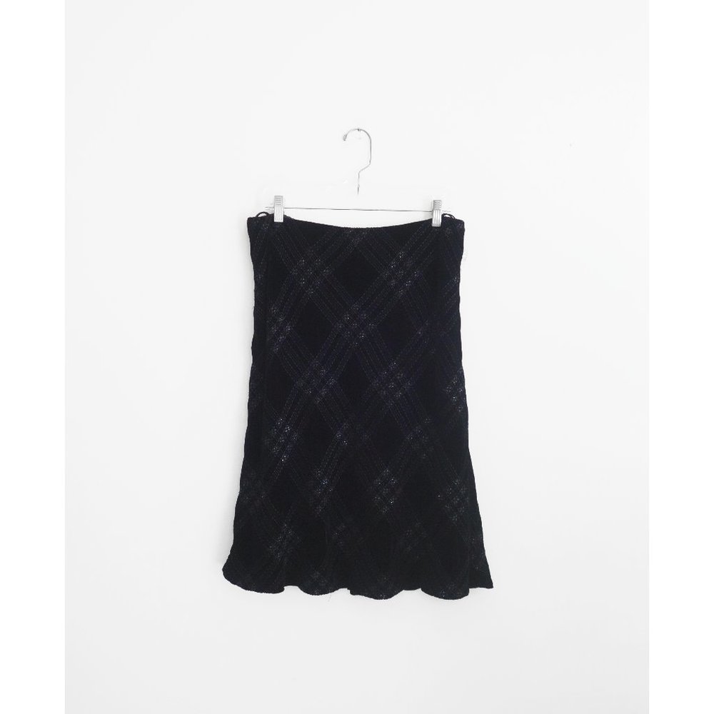 Vtg 90s 00s Y2K Neiman Marcus Black Velvet Bias Cut Skirt size 12 NWT